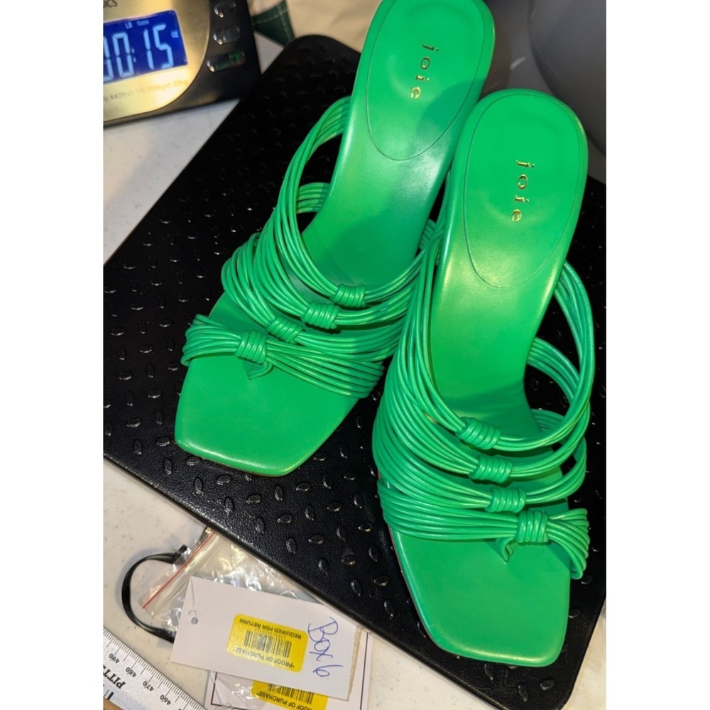 Joie Emerald Green Strappy Sandals 6.5 Square Toe High Heel Mule Y2K Party - Picture 12 of 12